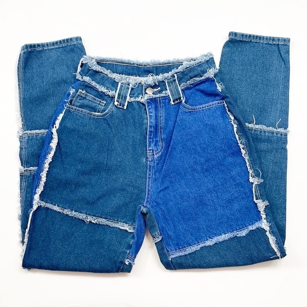 SHEIN patchwork high rise skinny denim jeans